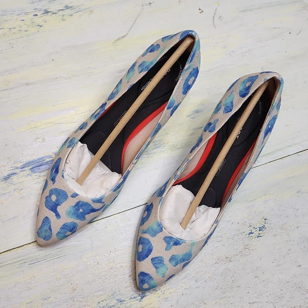 Blue leopard print linen heels Rockport TotalMotion Size 8 Never worn - Picture 2 of 12